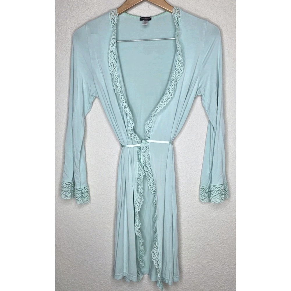 Cosabella Mint Floral Lace Robe Wrap Tie Kimono Sexy Lingerie Nighty Woman M
